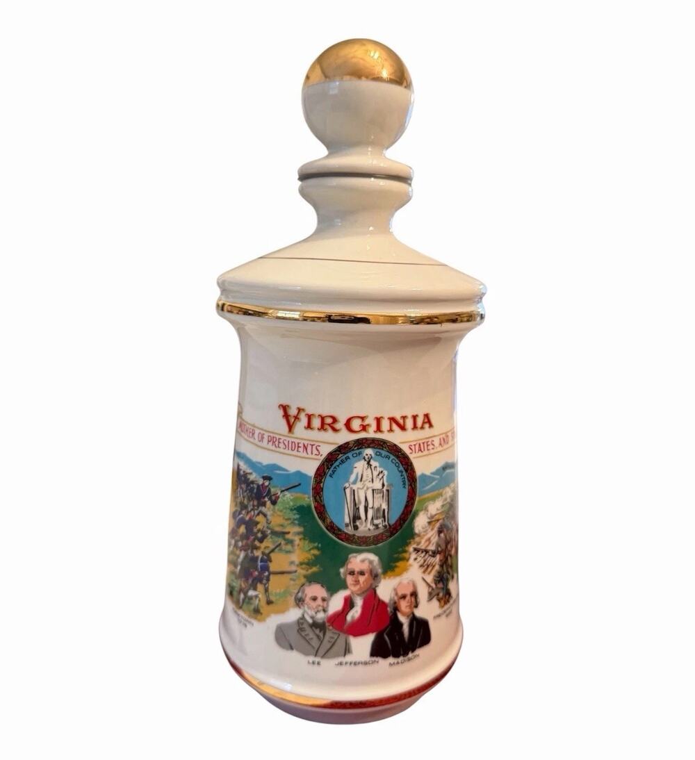 Vintage 1972 Decanter Old Fitzgerald Virginia Porcelain Gallery Of Presidents